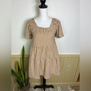 Rylee + Cru XS Cotton Striped Mini Dress Cottagecore Prairie